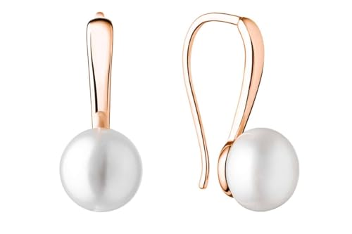 Gaura Pearls Perlenohrhänger - ECHTE Süßwasserzuchtperle, weiß, button, 10 mm, 925er rhodiniertes Silber (Sterlingsilber) von Gaura