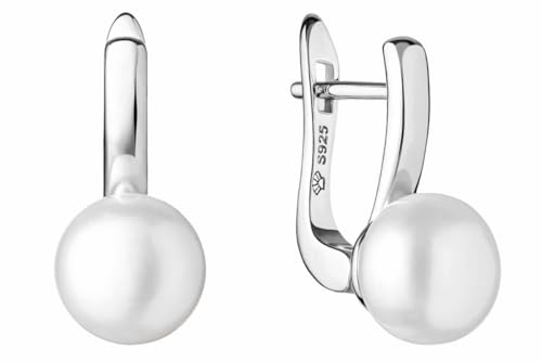 Gaura Pearls Perlenohrringe - ECHTE Süßwasserzuchtperle weiß, button, 8.5-9 mm, 925 rhodiniertes Silber (Sterlingsilber) von Gaura
