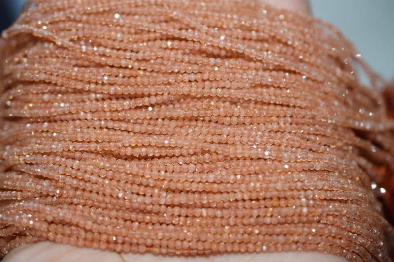 2 Stränge Von Aaa Qualität Flash Sunstone Facettierte Rondelle Mm, Edelstein Diamant Schnitt Echte Sunstone Perlen Strang 13 Zoll Lang von GauravExports