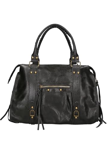 Gave Lux Umhängetasche für Damen. Handwerkliches Produkt. Außenmaterial: Echtes Leder. HERGESTELLT IN ITALIEN. GLX220609023FBG-SCHWARZ. 41x28x13 cm von Gave Lux