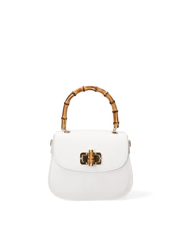 Gave Lux Damen-Handtasche aus echtem Leder, hergestellt in Italien, 23 x 17 x 11 cm, Weiß, Einheitsgröße von Gave Lux