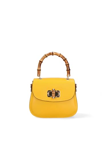 Gave Lux Damen-Handtasche aus echtem Leder, hergestellt in Italien, 23 x 17 x 11 cm, gelb, Einheitsgröße von Gave Lux