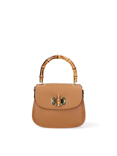 Gave Lux Damen-Handtasche aus echtem Leder, hergestellt in Italien, 23 x 17 x 11 cm, hellbraun, Einheitsgröße von Gave Lux