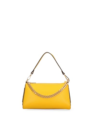 Gave Lux Damen-Handtasche aus echtem Leder, hergestellt in Italien, 26 x 14 x 12 cm, gelb, Einheitsgröße von Gave Lux