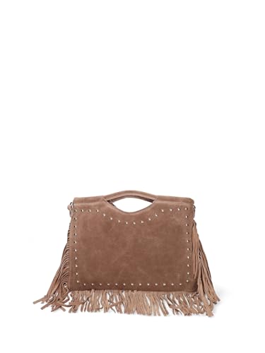 Gave Lux Damen-Handtasche aus echtem Leder, hergestellt in Italien, 34 x 25 x 1 cm, Taupe, Einheitsgröße von Gave Lux