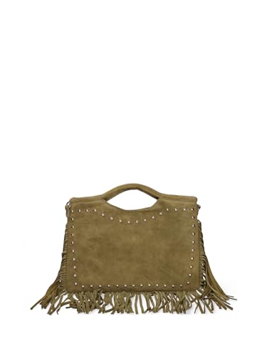 Gave Lux Damen-Handtasche aus echtem Leder, hergestellt in Italien, 34 x 25 x 1 cm, dunkelgrün, Einheitsgröße von Gave Lux