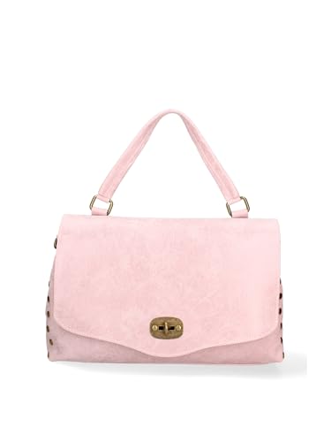 Gave Lux Damen-Handtasche aus echtem Leder, hergestellt in Italien, 37 x 23 x 15 cm, Rosa (hell), Einheitsgröße von Gave Lux