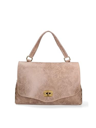 Gave Lux Damen-Handtasche aus echtem Leder, hergestellt in Italien, 37 x 23 x 15 cm, Taupe, Einheitsgröße von Gave Lux