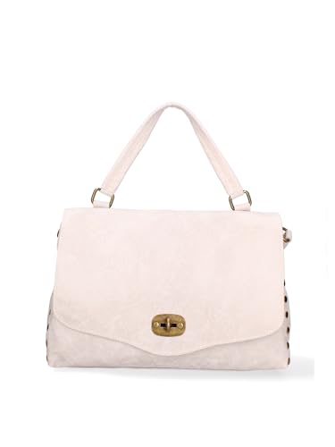 Gave Lux Damen-Handtasche aus echtem Leder, hergestellt in Italien, 37 x 23 x 15 cm, beige, Einheitsgröße von Gave Lux