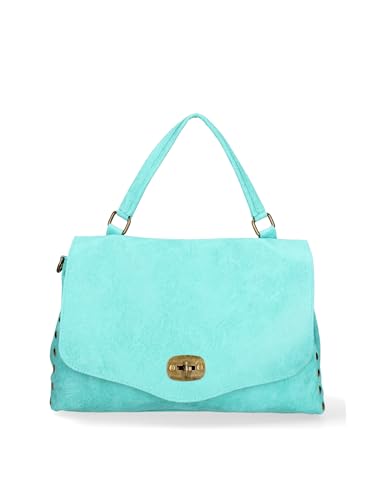 Gave Lux Damen-Handtasche aus echtem Leder, hergestellt in Italien, 37 x 23 x 15 cm, türkis, Einheitsgröße von Gave Lux