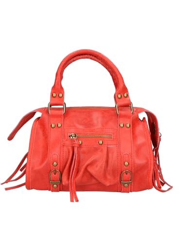 Gave Lux Damen Handtasche aus echtem Leder GLX220609123FBG Handgefertigt in Italien 41x28x13 cm Rot von Gave Lux