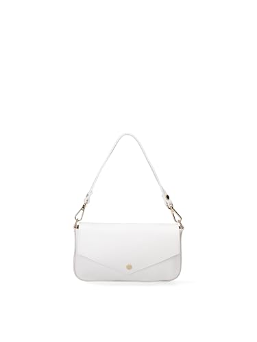 Gave Lux Damen-Schultertasche aus echtem Leder, hergestellt in Italien, 21 x 11 x 3 cm, Weiß, Einheitsgröße von Gave Lux