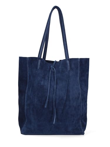 Gave Lux Damen-Schultertasche aus echtem Leder, hergestellt in Italien, 28 x 35,5 x 12,5 cm, Marineblau, Einheitsgröße von Gave Lux