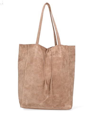 Gave Lux Damen-Schultertasche aus echtem Leder, hergestellt in Italien, 28 x 35,5 x 12,5 cm, Taupe, Einheitsgröße von Gave Lux