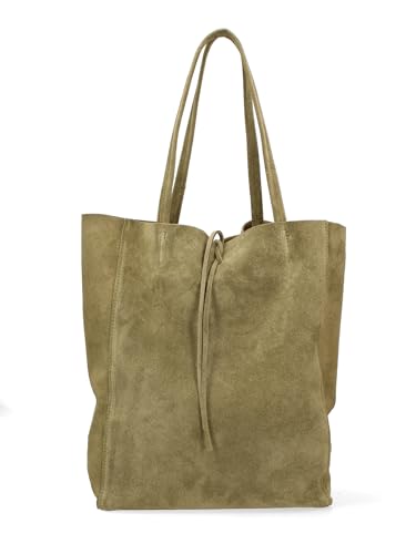 Gave Lux Damen-Schultertasche aus echtem Leder, hergestellt in Italien, 28 x 35,5 x 12,5 cm, dunkelgrün, Einheitsgröße von Gave Lux