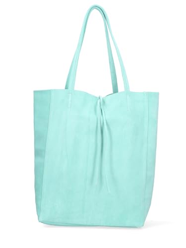Gave Lux Damen-Schultertasche aus echtem Leder, hergestellt in Italien, 28 x 35,5 x 12,5 cm, türkis, Einheitsgröße von Gave Lux