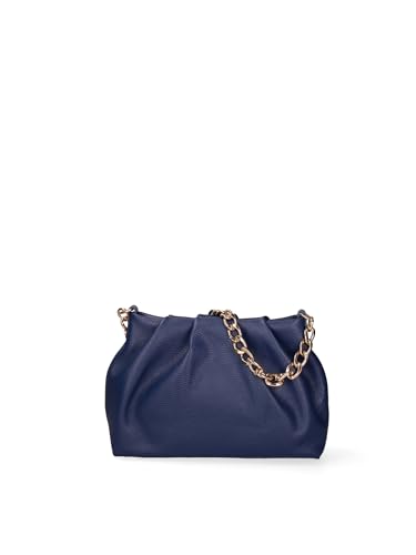 Gave Lux Damen-Schultertasche aus echtem Leder, hergestellt in Italien, 31 x 21 x 7 cm, dunkelblau, Einheitsgröße von Gave Lux