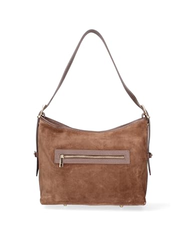 Gave Lux Damen-Schultertasche aus echtem Leder, hergestellt in Italien, 31 x 26 x 11,5 cm, Taupe, Einheitsgröße von Gave Lux