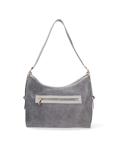 Gave Lux Damen-Schultertasche aus echtem Leder, hergestellt in Italien, 31 x 26 x 11,5 cm, grau, Einheitsgröße von Gave Lux