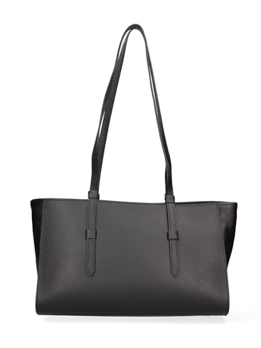 Gave Lux Damen-Schultertasche aus echtem Leder, hergestellt in Italien, 36 x 22 x 13 cm, Schwarz , Einheitsgröße von Gave Lux