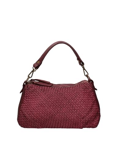 Gave Lux Damen Schultertasche aus italienischem Echtleder mit Krokodil-Prägung, Bordeaux, 31 x 18 x 12 cm von Gave Lux