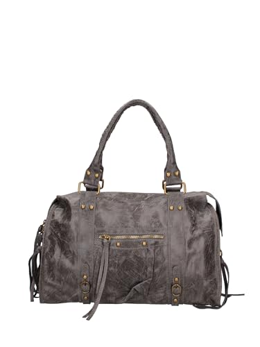 Gave Lux Damen-Umhängetasche aus echtem Wildleder. Handwerkliches Produkt. Hergestellt in Italien GLX220609023FBG Dunkelgrau 41x28x13 cm von Gave Lux