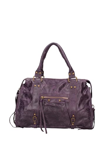 Gave Lux Damen-Umhängetasche aus echtem Wildleder. Handwerkliches Produkt. Hergestellt in Italien GLX220609023FBG Dunkelviolett 41x28x13 cm von Gave Lux