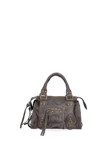 Gave Lux Damen-Umhängetasche aus echtem Wildleder. Handwerkliches Produkt. Hergestellt in Italien GLX220609123FBG Dunkelgrau 25x15x10 cm von Gave Lux