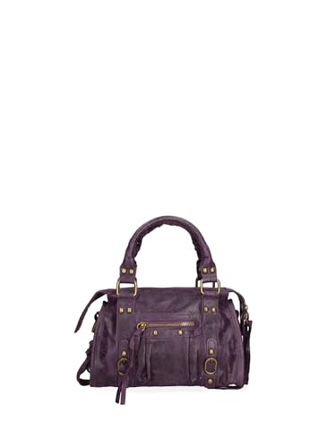 Gave Lux Damen-Umhängetasche aus echtem Wildleder. Handwerkliches Produkt. Hergestellt in Italien GLX220609123FBG Dunkelviolett 25x15x10 cm von Gave Lux