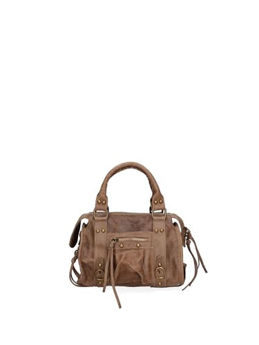 Gave Lux Damen-Umhängetasche aus echtem Wildleder. Handwerkliches Produkt. Hergestellt in Italien GLX220609123FBG Hellbraun 25x15x10 cm von Gave Lux