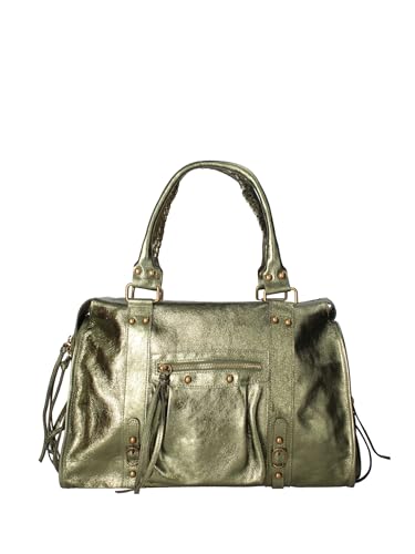 Gave Lux Damen-Umhängetasche aus laminiertem Echtleder. Handwerkliches Produkt. Hergestellt in Italien GLX2206090_LM23FBG Grün 41x28x13 cm von Gave Lux