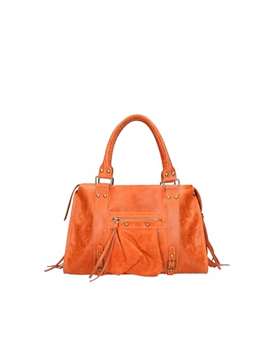 Gave Lux Umhängetasche für Damen. Handwerkliches Produkt. Außenmaterial: Echtes Leder. HERGESTELLT IN ITALIEN. GLX220609023FBG-ORANGE. 41x28x13 cm von Gave Lux