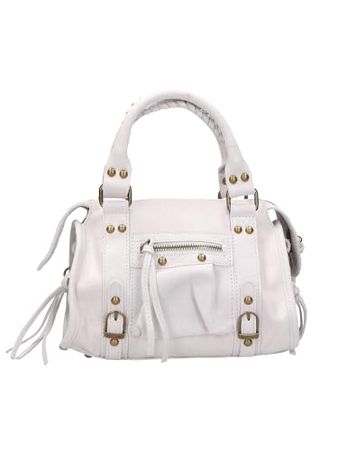 Gave Lux Umhängetasche für Damen. Handwerkliches Produkt. Außenmaterial: Echtes Leder. HERGESTELLT IN ITALIEN. GLX220609123FBG-WEISS. 25x15x10 cm von Gave Lux