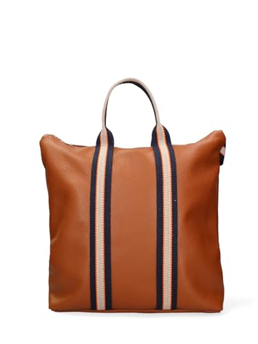 Gave Lux Damen Handtasche aus italienischem Leder, umwandelbar in Rucksack, mit Innentaschen und Drehverschluss, Dunkles und Blaues Leder, 43 x 38 x 12 cm von Gave Lux