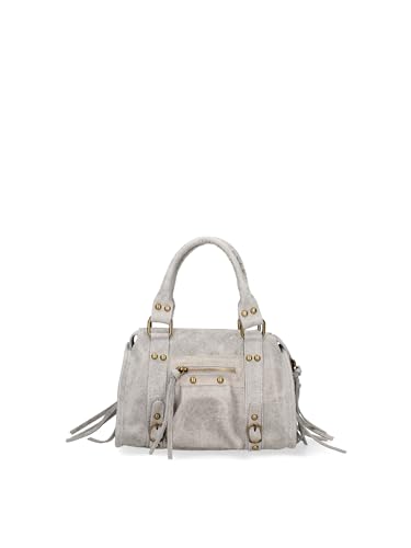 Gave Lux Schultertasche für Damen aus echtem Wildleder. Handwerkliches Produkt. Made in Italy GLX220609123FBG Helles Leder 25 x 15 x 10 cm, grau, Einheitsgröße von Gave Lux