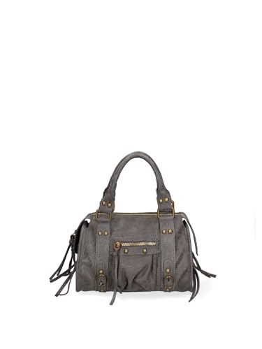 Gave Lux Schultertasche für Damen aus echtem Wildleder. Handwerkliches Produkt. Made in Italy GLX220609123FBG Helles Leder 25 x 15 x 10 cm, hellgrau von Gave Lux