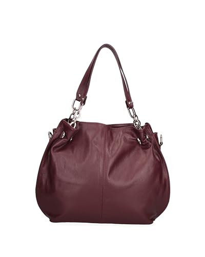 Gave Lux Schultertasche für Damen aus echtem sauvage Leder. Mit einem doppelten Fach und einem Schultergurt. Hergestellt in Italien. GLX22330523FBG-PARENT 38 x 30 x 12 cm, Dunkelrot von Gave Lux