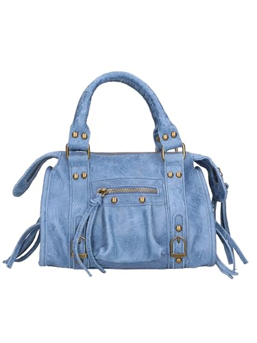Gave Lux Umhängetasche für Damen. Handwerkliches Produkt. Außenmaterial: Echtes Leder. HERGESTELLT IN ITALIEN. GLX220609123FBG-BLU_JEANS. 25x15x10 cm von Gave Lux