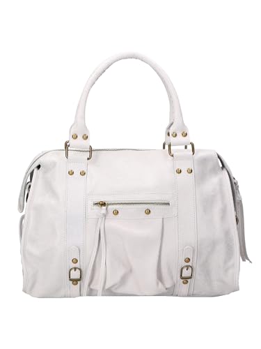 Gave Lux Umhängetasche für Damen. Handwerkliches Produkt. Außenmaterial: Echtes Leder. HERGESTELLT IN ITALIEN. GLX220609023FBG-WEISS. 41x28x13 cm von Gave Lux