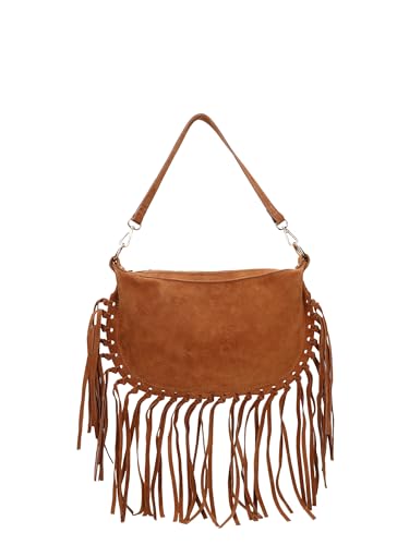 Gave Lux Schultertasche umwandelbar in einen Damenrucksack aus echtem Leder Made in Italy 30 x 21 x 1 cm, Dunkles Leder, Einheitsgröße von Gave Lux