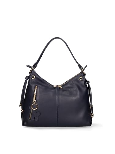 Gave Lux Schultertasche umwandelbar in einen Damenrucksack aus echtem Leder Made in Italy 39 x 30 x 12 cm, dunkelblau, Einheitsgröße von Gave Lux