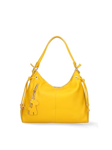 Gave Lux Schultertasche umwandelbar in einen Damenrucksack aus echtem Leder Made in Italy 39 x 30 x 12 cm, gelb, Einheitsgröße von Gave Lux