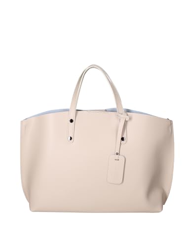 Gave Lux Umhängetasche aus Echtem Kalbsleder für Damen, Handgefertigt in Italien, mit Baumwoll-Polyester Innenfutter, Beige, 48x31x11 cm von Gave Lux