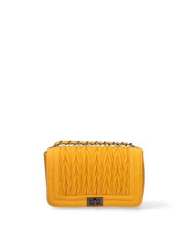 Gave Lux Umhängetasche für Damen aus echtem Leder, hergestellt in Italien, 23 x 14 x 7 cm, gelb, Einheitsgröße von Gave Lux