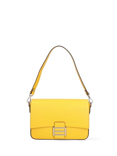 Gave Lux Umhängetasche für Damen aus echtem Leder, hergestellt in Italien, 25 x 17 x 7 cm, gelb, Einheitsgröße von Gave Lux