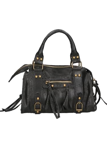 Gave Lux Umhängetasche für Damen. Handwerkliches Produkt. Außenmaterial: Echtes Leder. HERGESTELLT IN ITALIEN. GLX220609123FBG-SCHWARZ. 25x15x10 cm von Gave Lux