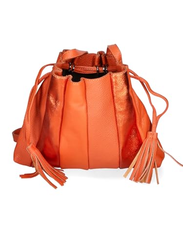 Gave Lux Umhängetasche für Damen. Handwerkliches Produkt. Außenmaterial: Echtes Leder. HERGESTELLT IN ITALIEN. GLX2255204323FBG-ORANGE_ORANGE. 21x25x4 cm von Gave Lux