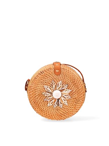 Gave Lux Umhängetasche für Damen. Handwerkliches Produkt. Außenmaterial: geflochtenes Stroh. Trendtasche. GLX228812023FBG-PARENT. 20x20x10 cm, braun, Einheitsgröße von Gave Lux