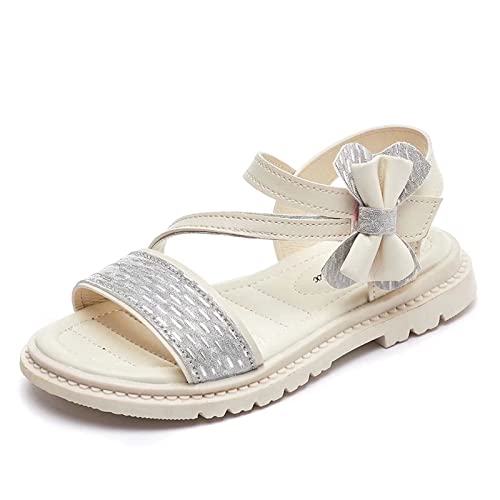 Gavena Mädchen Sandalen Offener Zeh Sommer Sandalen Schuhe Casual Riemchensandalen Strand Pool für Kleine Große Mädchen, Weiß 02, 33 EU von Gavena