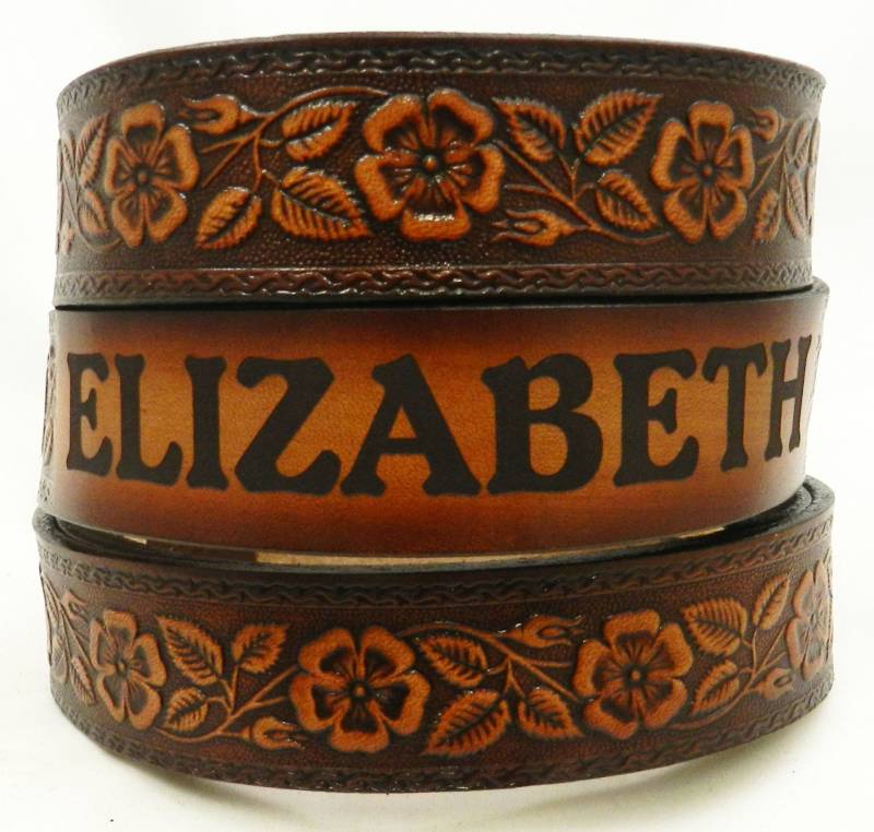 Namensgürtel Des Kindes, Blumen von GavereLeather